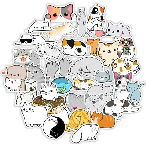 10/30/50pcs Cute Cat Stickers Animal Graffiti Toy Decals For Kids DIY Diary Suitcase Laptop Luggage Scrapbook Waterproof Sticker