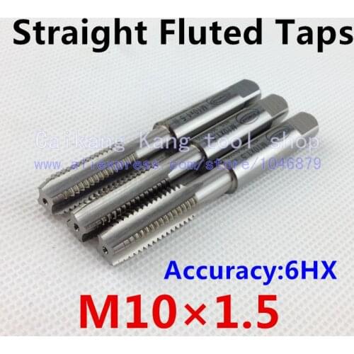New 3/set M10*1.5 Wire tapping Tap & Die Straight Fluted Taps Accuracy: 6HX High-Speed Steel + Cobalt M10*1.5