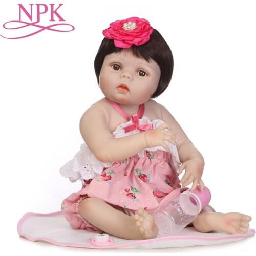 NPK 57cm realistic full body silicone baby girl soft touch bebe doll reborn kids gift silicone reborn baby dolls bath toy