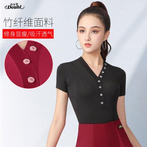 Latin Practice Clothes Female Professional New Dance Rumba National Standard Dance Practice Clothes Square Dance Shirt Summer
