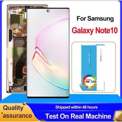 Original 6.3'' AMOLED For Samsung Galaxy Note 10 N970F note10 N970 N9700 LCD With Frame Display Touch Screen Digitizer Assembly