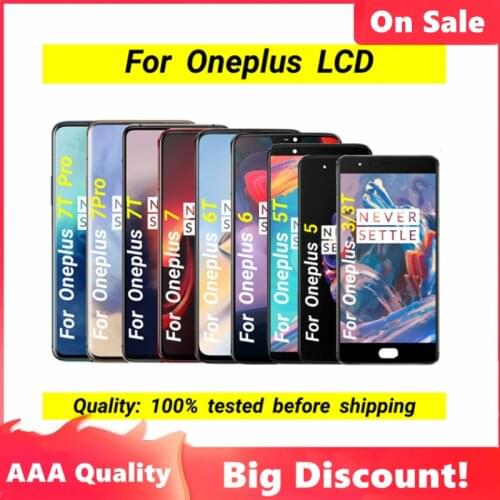 Original AMOLED For Oneplus 3 LCD 3T 5 5T 6 6T 7 7T 7pro 7T pro LCD Display Touch Digitizer Assembly For oneplus6T 7T display