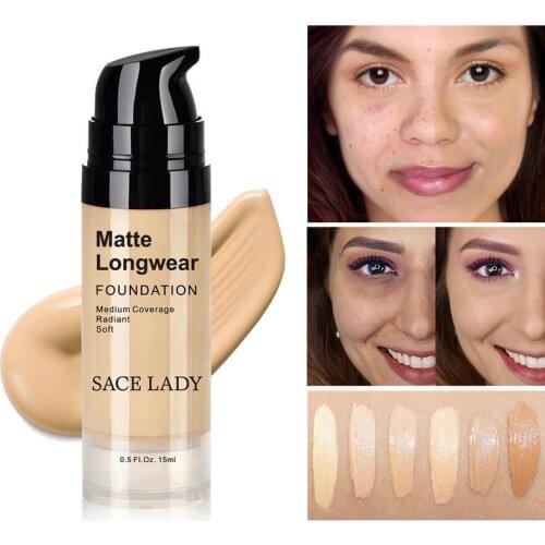 SACE LADY Foundation Base Professional Makeup Face Matte Finish Liquid Make Up Concealer Cream Waterproof Brand Natural Cosmetic