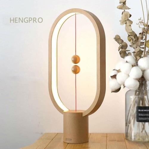Portable HENGPRO Balance Night Light Creative Mini USB Rechargeable Magnetic Ellipse Desk Table Lamp Home Decoration