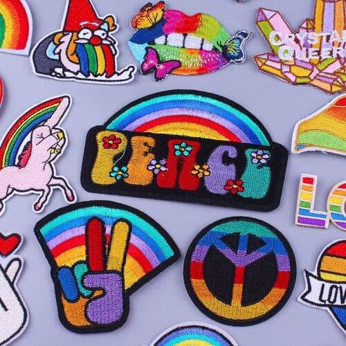 Rainbow Flag Gay Heart Pride Embroidery Patch Iron on Patches For Clothes Gay Prides Patches On Clothing LGBT Badges Accessories