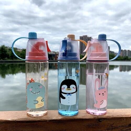 Sports spray children cartoon outdoor portable plastic kettle vibrato tiktok cool summer cooling