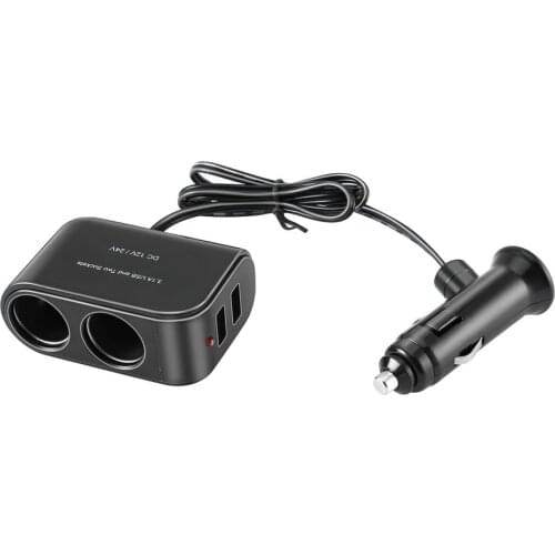 Universal USB 12V/24V 2 Way Car Cigarette Lighter +LED Light Switch Auto Socket Splitter Charger vehicle lighter adapter