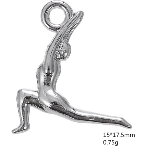 Vintage Ancient Silver Women Gymnastics Pendant Charms Jewelry Accessories For DIY Handmade Key Chains Rings Bracelets Making