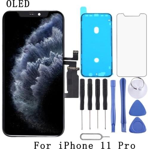 OLED Material LCD Screen and Digitizer Full Assembly with Frame For iPhone 11 Pro, For iPhone 11 Pro Max