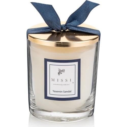 Gold Metal Lid Jasmine Sandal Amber Vanilla Gerdenia Night Flower Scented Glass Candle Valentines Day Candles Gift Products