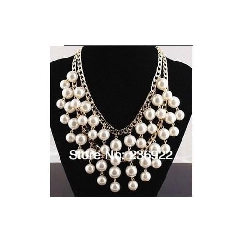 ZRM 10pcs/lot Wholesale Drama bankruptcy girls sisters big pearl necklace multi-chain 2 Broke Girls Caroline same paragraph