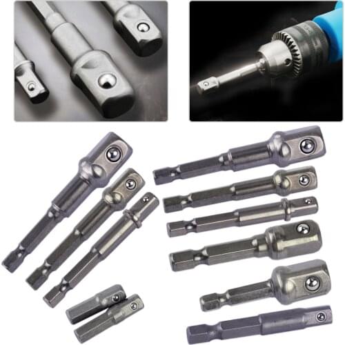 1/4" 3/8" 1/2" Socket 1/4" hex shank Bit Adapter Drill Nut Driver Power Extension Bar Set 3 / 8 Pcs Tool Accessories