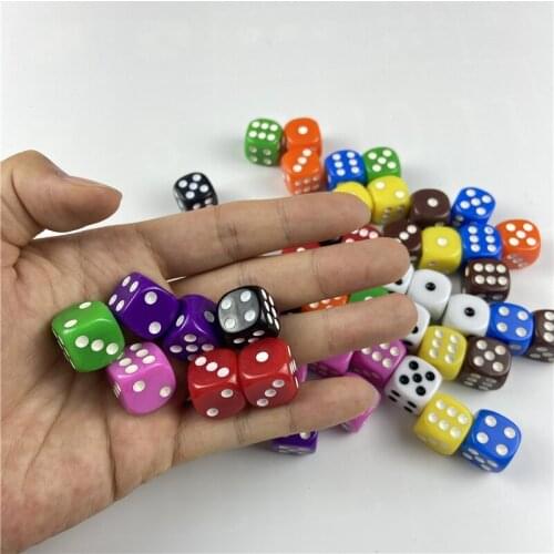 10Pcs/Lot 16mm White Round Corner Drinking Dice Acrylic Hexahedron Dice Party Playing Games RPG Dice Club/Party/Family Games