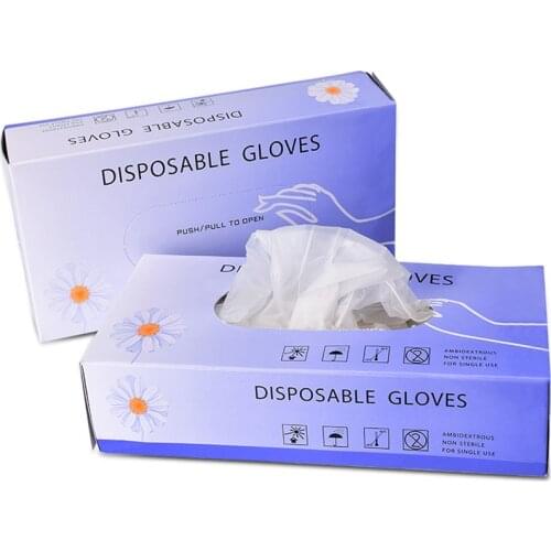 100pcs/pack Transparent Disposable PVC Gloves Nail Tattoo Beauty Gloves for Home Cleaning