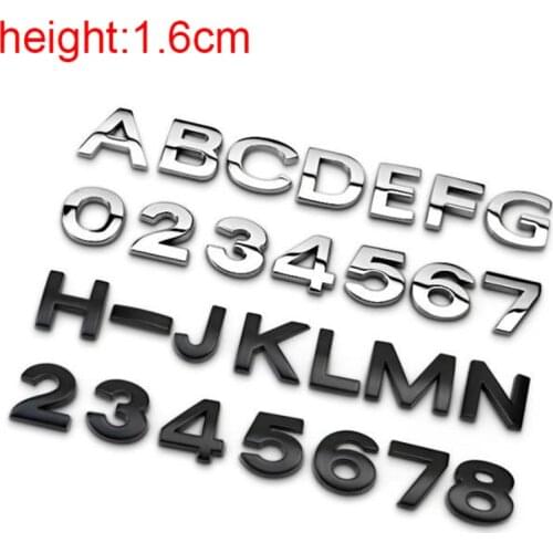 16mm Top Quality Chrome Metal Zinc DIY ABC 123 Letters Numbers Car Styling Refitting Emblem Sticker Telephone Digital Alphabet