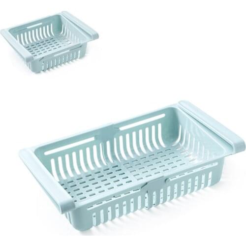 2PCS Kitchen Accessories Storage Container Refrigerator Storage Box Adjustable Plastic Refrigerator Storage Basket Pull Out Box