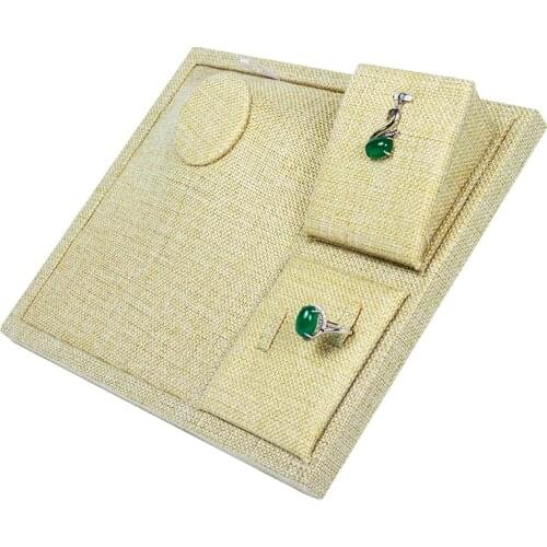 2020 Recommend Style Beige Linen Bevel Multifunctional Woven Jewelry Set Display Stand For Holder Earring Necklace Organizer