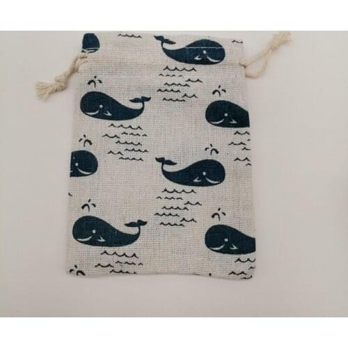 50-100pcs Whale Fish Fabric Bag Jute Bag Sack Drawstring Bags Cotton Sack Gift Bags for Girls Wedding Party Christmas Gifts