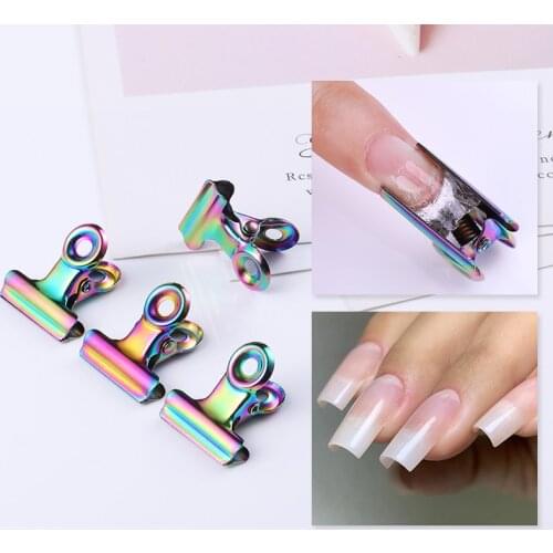 6Pcs Nail Tips Clip Nail Extension Pinching Clip Tool Metal Nail Gel Mold Clips Fiber Glass Nails Art Tweezers Manicure Tool