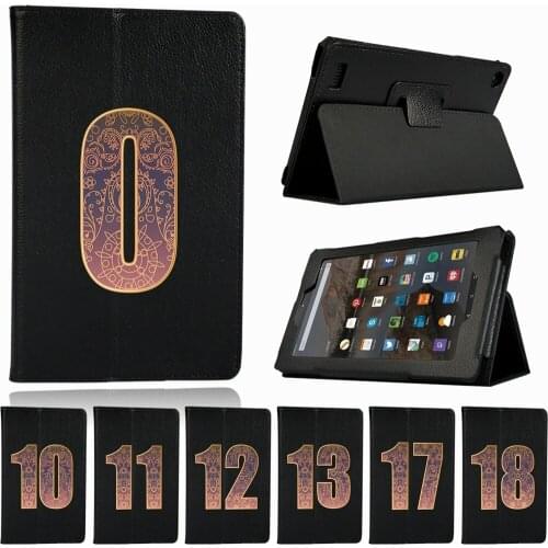 For Amazon Fire7 (5/7/9th) /HD8 (6/7/8th) /HD10(5/7/9th) Printing Initials Name PU Leather Tablet Protective Stand Case Cover