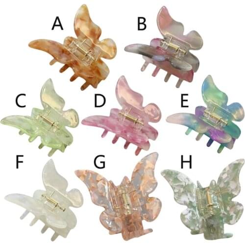 Women Girls Acetate Hair Claw Clamps Sweet Candy Colorful Butterfly Non-Slip Jaw Clips Ponytail Barrettes Hair Accessory