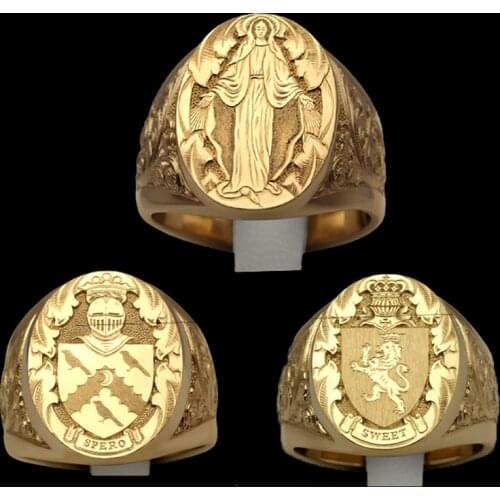 FDLK Punk Hand Carved Rings For Men Gold Color armor Lion Crown Signet Ring Top Quality Personality Gifts Seal ring Jewelry