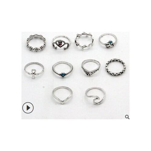 Vintage Style Ring Set Antique Retro Male Boho Jewelry Ring Female Black Amulet Goth Rings for Women Men Bohemia Jewelry Gift