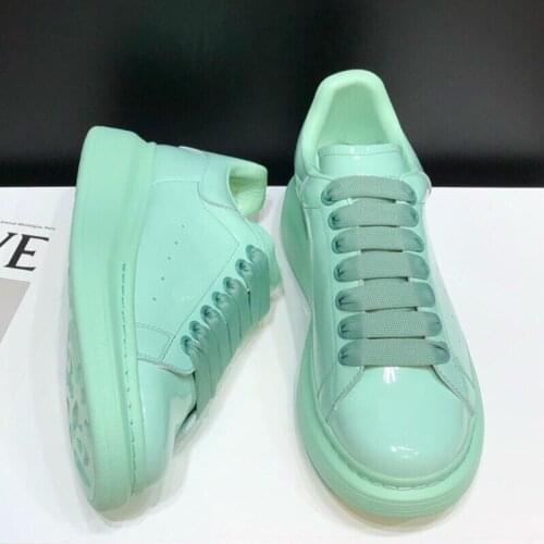 Candy Colors Women Sneakers Wedges Platform Casual Shoes Genuine Leather Lace Up Outside Sport Luxury Brand Designer Shoe Women