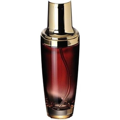 100ML Emulsion Glass Refillable Bottle Red Press Pump Bottle Gold Cover Essence Liquid Vial Portable Empty Cosmetic Container