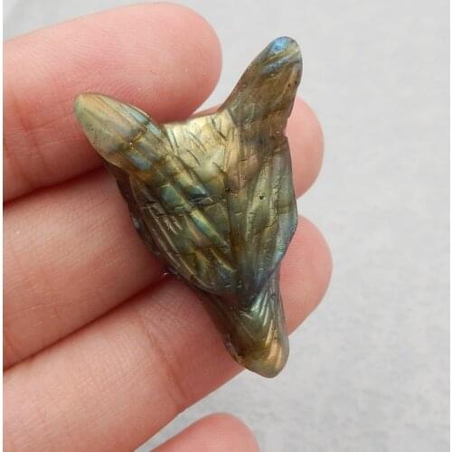 Carved Labradorite Wolf Head Fashion Pendant Bead 30x22x12mm,8.1g