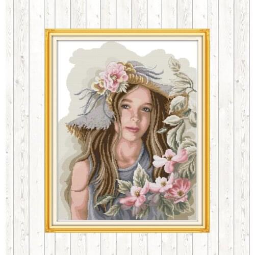 Teenage Girl Cross Stitch Embroidery Kit DMC Cotton Thread Printed Canvas 14CT 11CT Counted and Stamped DIY Needlework Crafts
