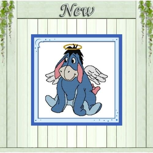 The little donkey Eeyore angel decor painting counted printed on canvas DMC 11CT 14CT Cross Stitch kit embroidery needlework Set