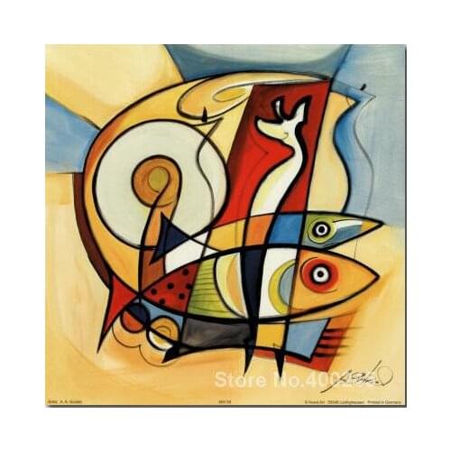 Wall art collection Sun Fish II oil on Canvas High quality Hand painted