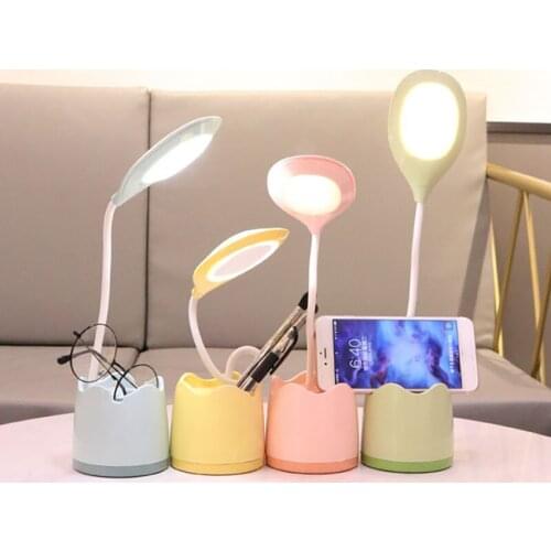 1pcs Rechargeable Dimming Desk Lamp Led Table Light with Pen Holder USB Lamp for Kids Reading Study Makeup Tool Bedside Lamp