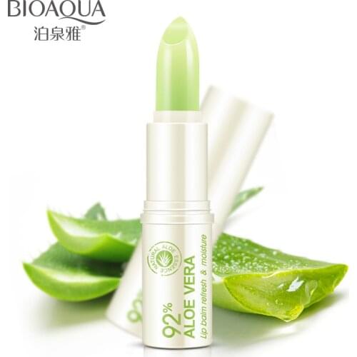 BIOAQUA Natural Aloe Moisturizing Lip Balm Colorless Refine repair lip wrinkles For Woman Winter Lip Care Free shipping