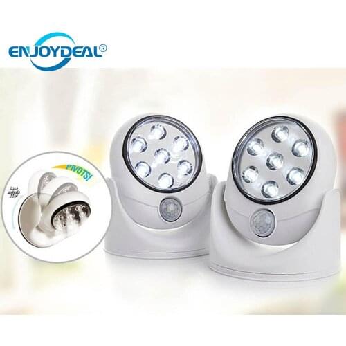 NEW LED Light Bulbs 360 Degree Rotatable Night Light Automatic Induction 7 LED Lamp For 4xAA Super Bright for Bedroom Lighting