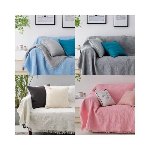 Solid color sofa towel, non-slip double sofa cushion sofa cover, thick knitted sofa cover