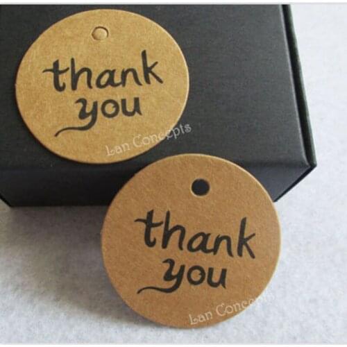 Wholesale Kraft Paper 4cm Round shaped THANK YOU Hang Tag for DIY gift favors package decoration - 500pcs/lot Free shipping