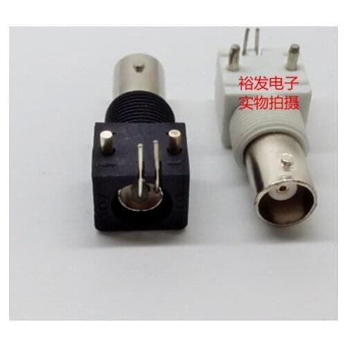 100pcs Copper-nickel-plated BNC surveillance video socket Q9 panel female PCB right-angle plug board welding 75 European