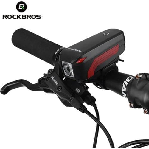 ROCKBROS Rechargeable2 In 1 Bicycle Light Bike Bell Horn 350 Lumen USB MTB Bike Front Light Electric Bell Flashlight Waterproof