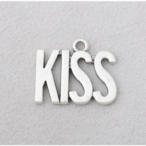 RAINXTAR Fashion Alloy Letter Charms Kiss Pendant Charms For Lover 18*22mm 10pcs AAC1113