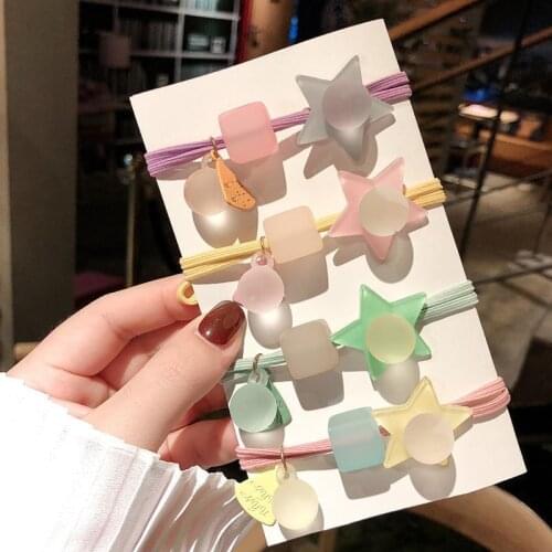 New Women Girls Cute Star Ball Matte Scrunchie Ponytail Hair Tie Decorate Elastic Hair Bands Headband Fashion Hair Accessories