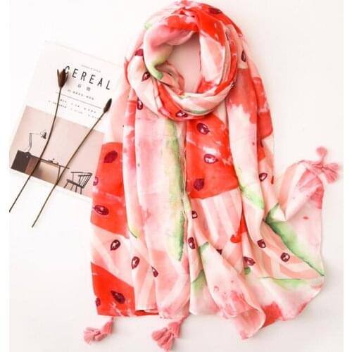 Hot Ethnic wind Fruit watermelon pattern scarf generous fashion color Floral print seaside holiday travel beach towel shawl