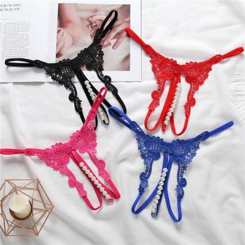 Low Waist Sexy G String Beading Lady Thongs Floral Hollow Out T-back Fashion Solid Color Women Underwear Panties 20