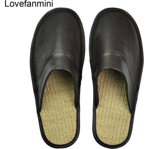 Genuine Cow Leather slippers couple indoor non-slip men and women home fashion casual single shoes PVC soft soles spring autumn