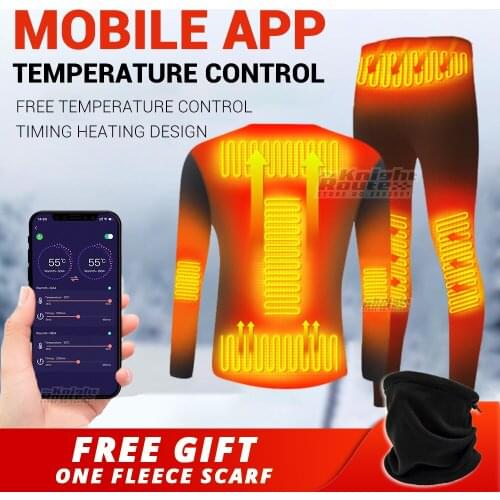 Winter Heated Vest Heated Jacket Suit Smart Phone APP Control Temperature USB Mens Womens Thermal Underwear Warm Clothing Man
