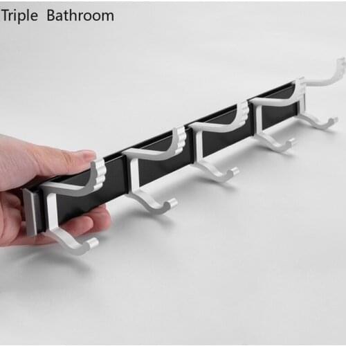 Bathroom Towel Rack Hook Stainless Steel Punch-free Wall-mounted Bedroom Clothing Hat Storage Hook Up Kitchen Tableware Hooks