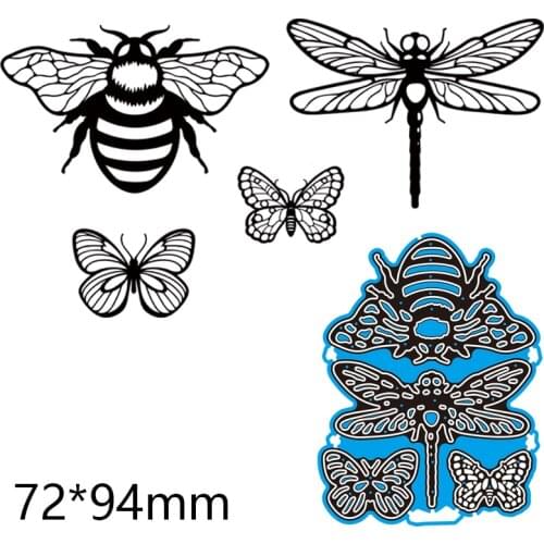 Cutting Dies Butterfly Bee Dragonfly New Metal DIY Album Paper Craft Embossing Stencil 72*94mm