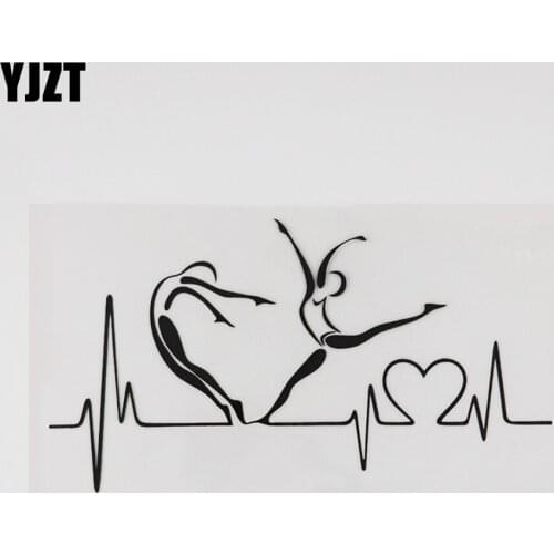 YJZT 16.6CMX9.1CM Pulse Heart Health Healthy Lifestyle Decal Vinyl Car Sticker Black/Silver 8A-0861