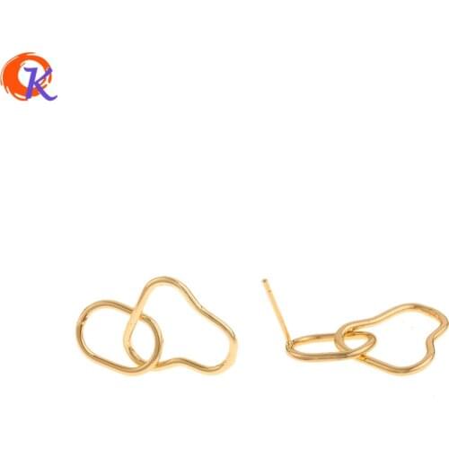 Cordial Design 50Pcs 14*23MM Jewelry Accessories/DIY Earrings Stud/Ring Shape/Genuine Gold Plating/Hand Made/Earring Findings